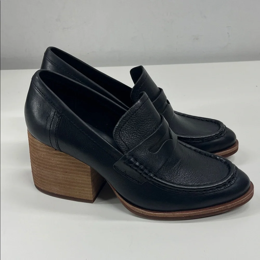 New KORK-EASE Women's Modeste Heeled Leather Loafer in Black Size 8 - Picture 2 of 9
